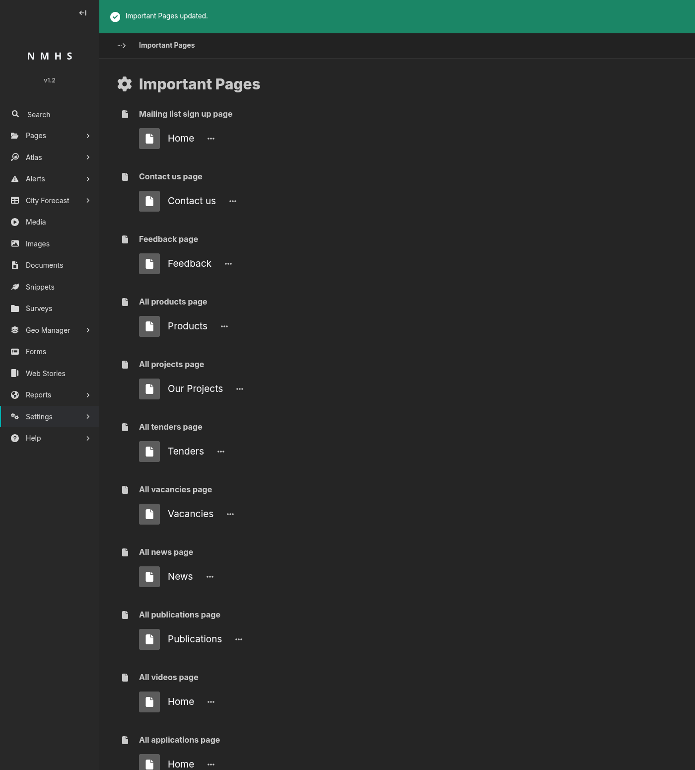 Important Pages