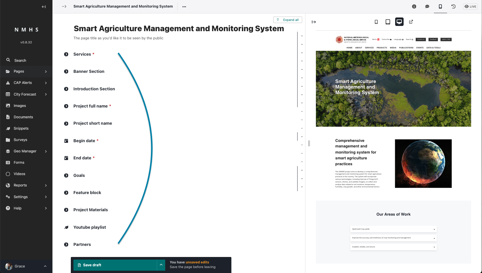 Projects page