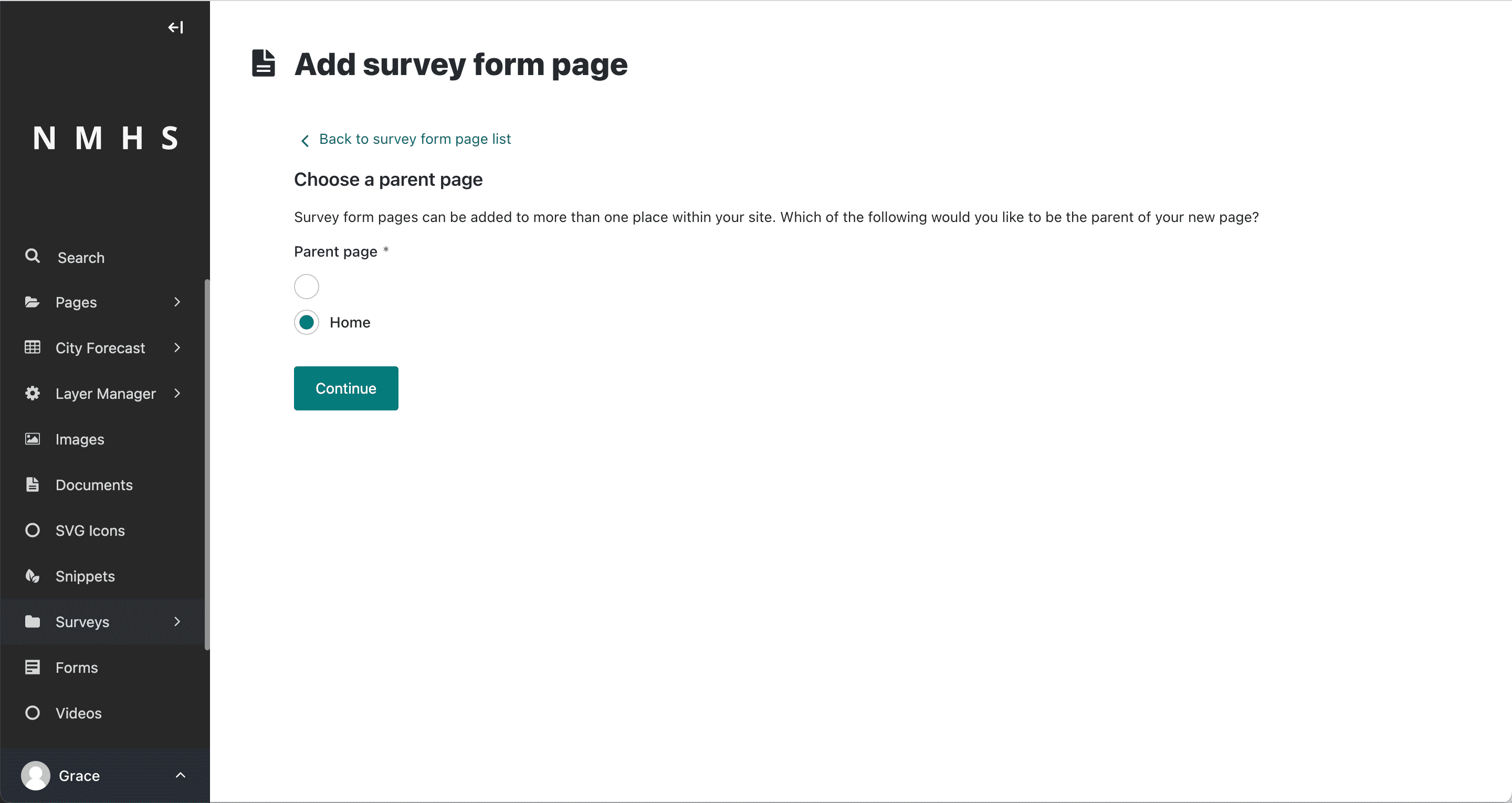 Survey Parent Page