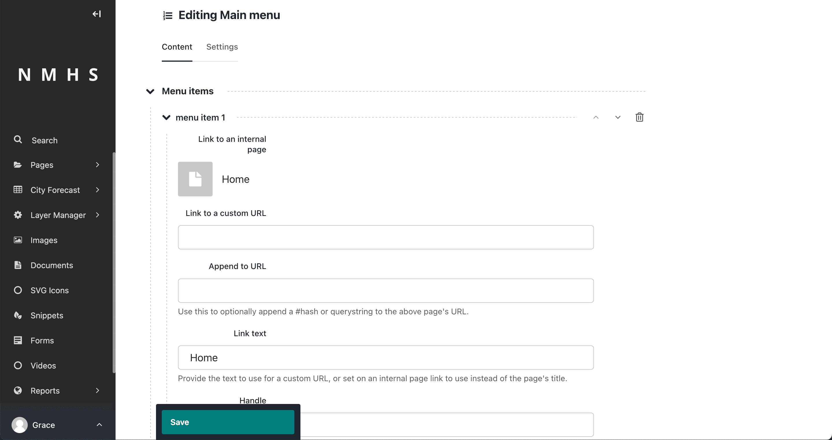Manage Menu Items