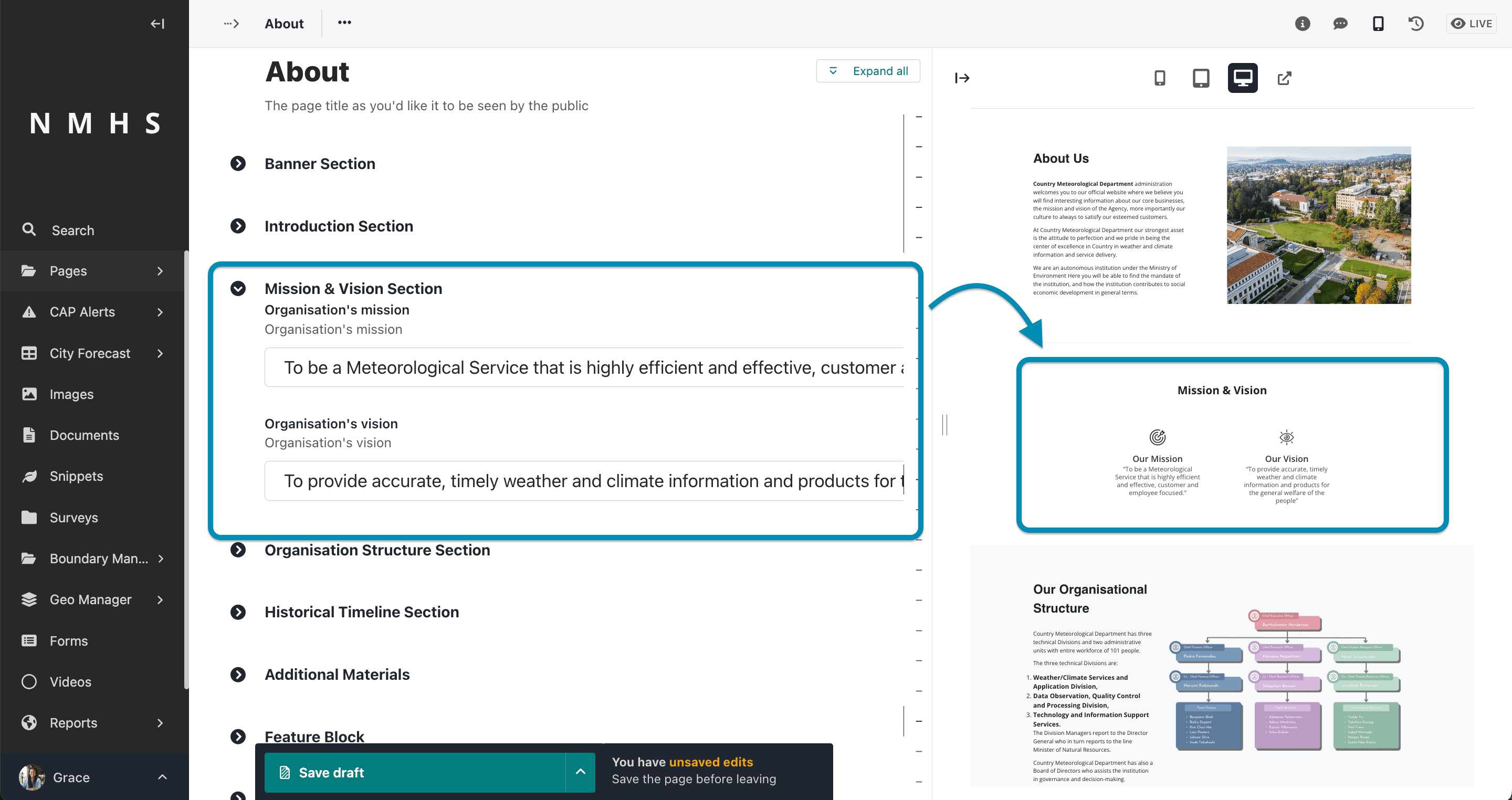 Mission & Vision Sections