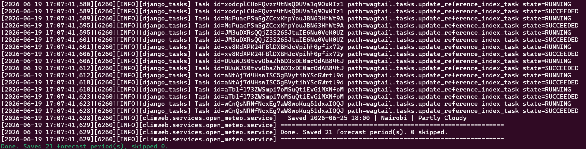 Python script output