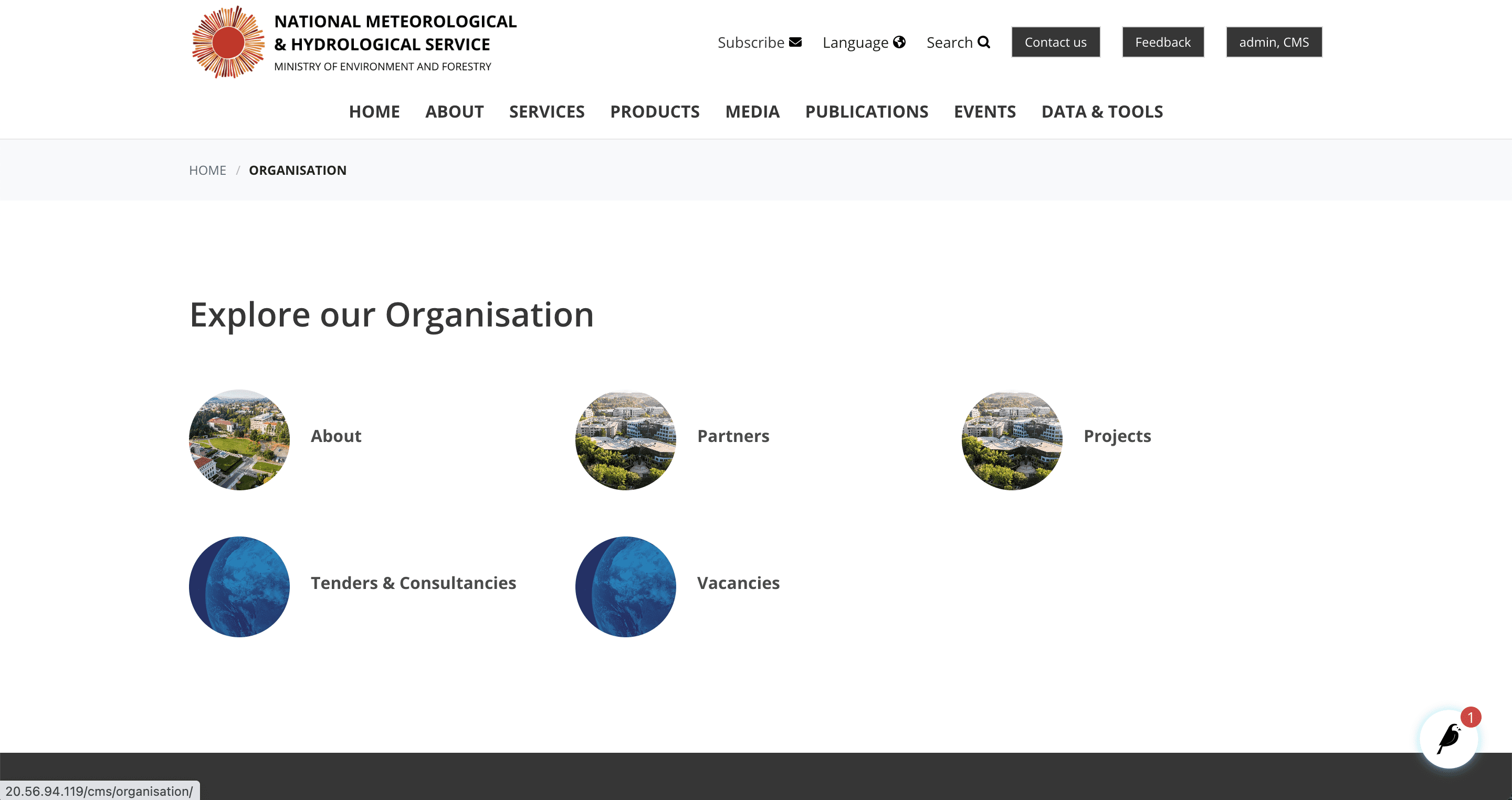 Organisation page