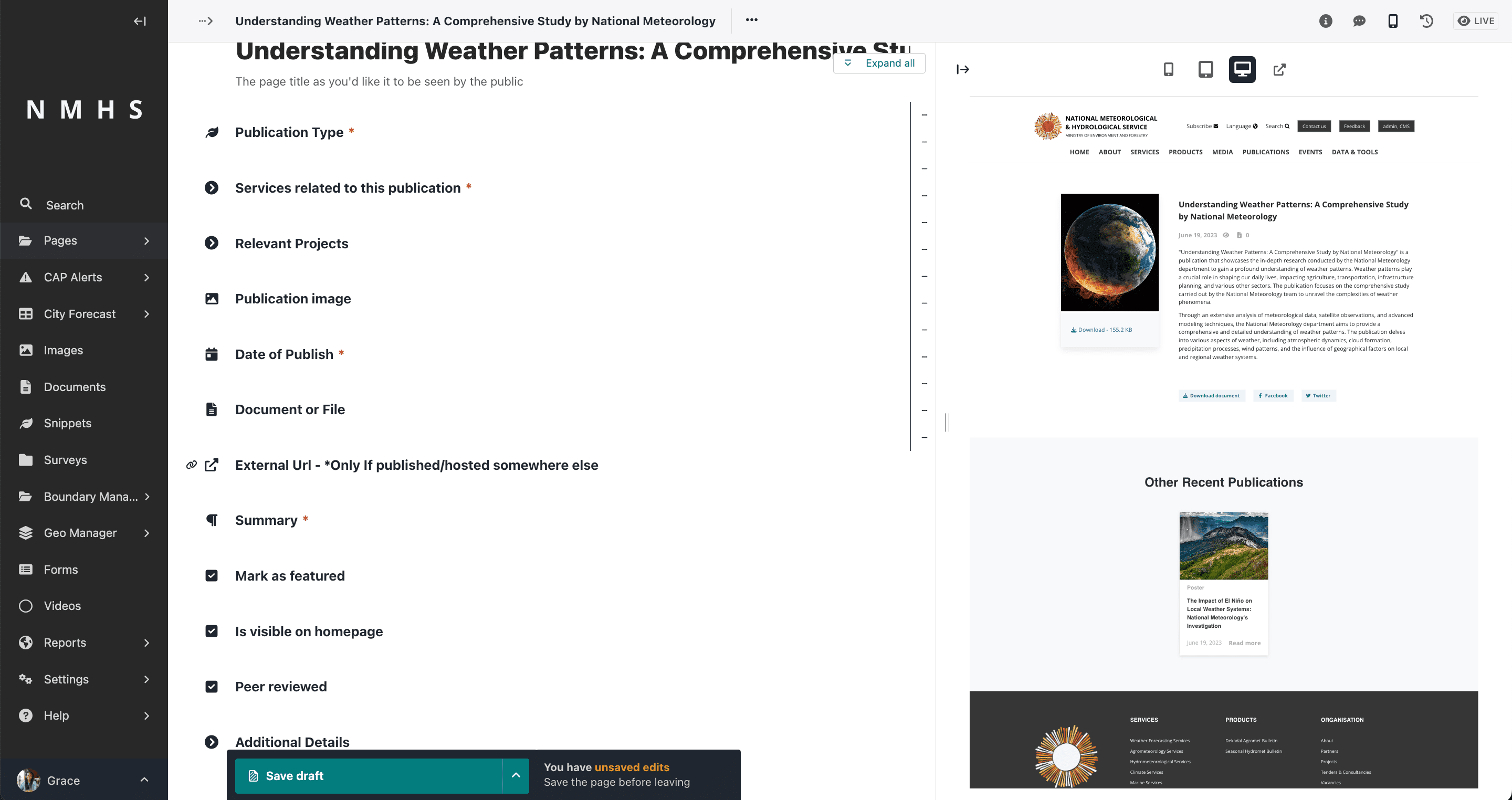 Publication Page Sections