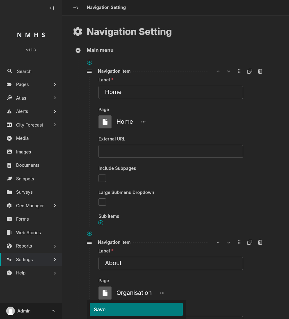 Navigation Settings